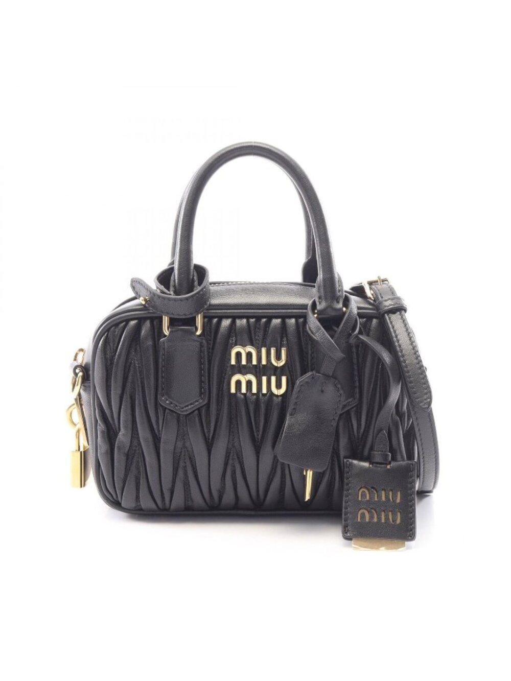 Miu Miu Handbag Matelasse Black Leather Arkady Bag Small
